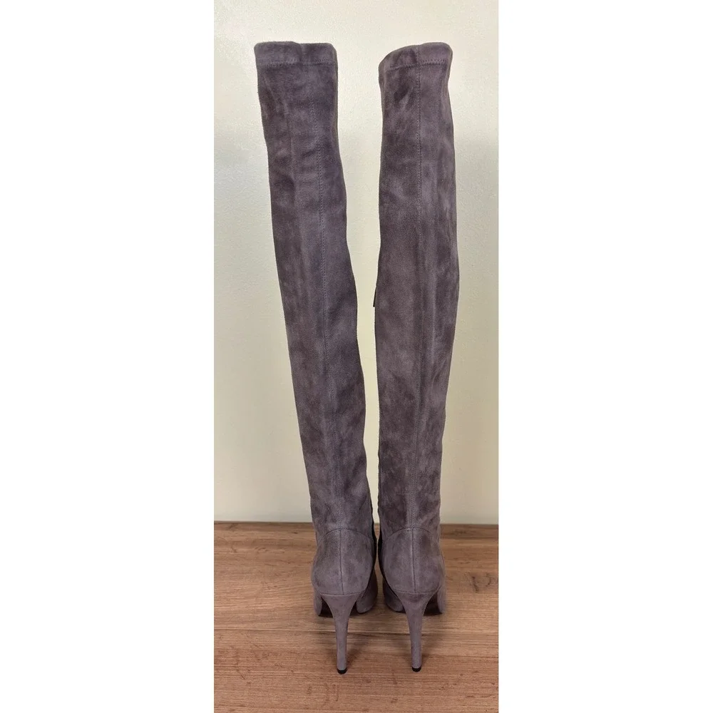 KAREN MILLEN Over-the-Knee Suede‎ Boots Taupe Women Size 36 Stiletto Pointed Toe